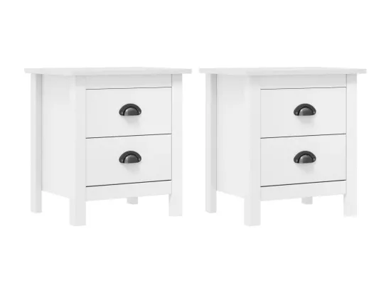 Tables de chevet Hill 2 pcs Blanc 46x35x49,5 cm Bois pin solide
