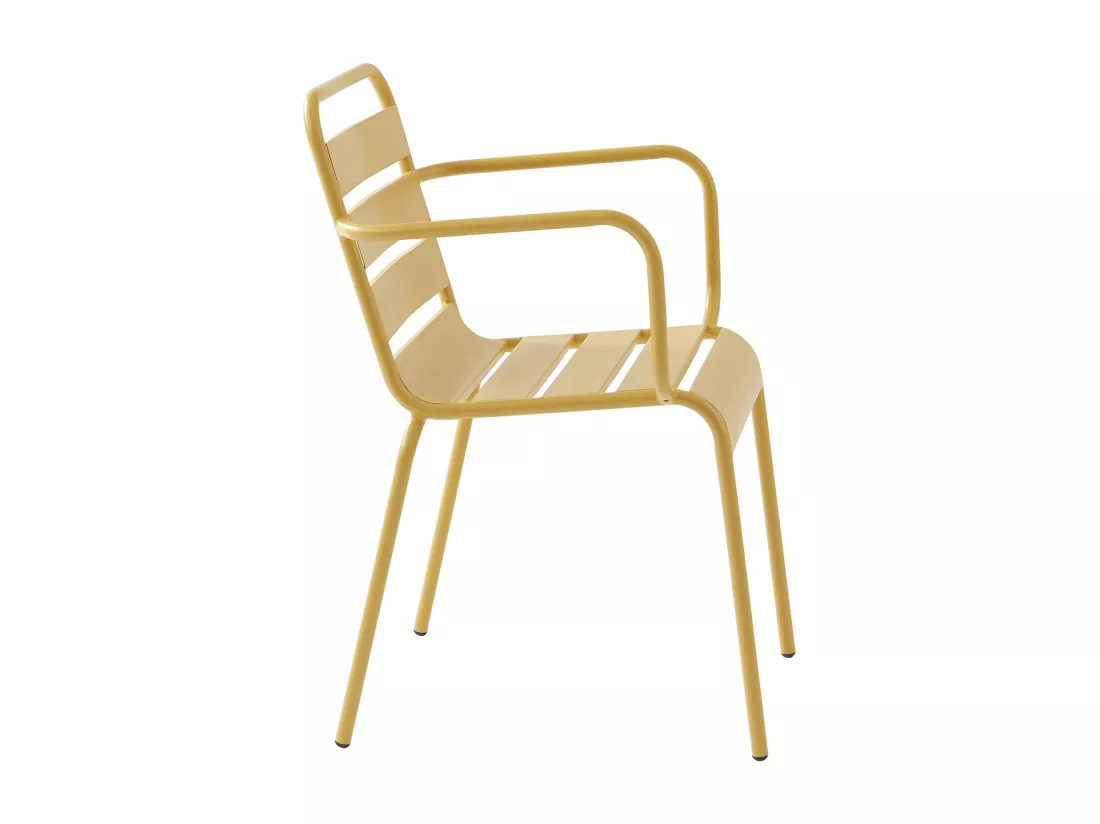 Lot de 2 fauteuils de jardin empilables en métal - Jaune moutarde - MIRMANDE de MYLIA