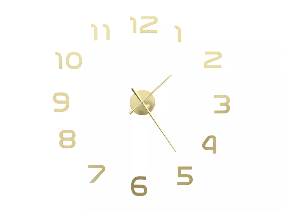 Horloge murale 3D Design moderne 100 cm XXL Doré