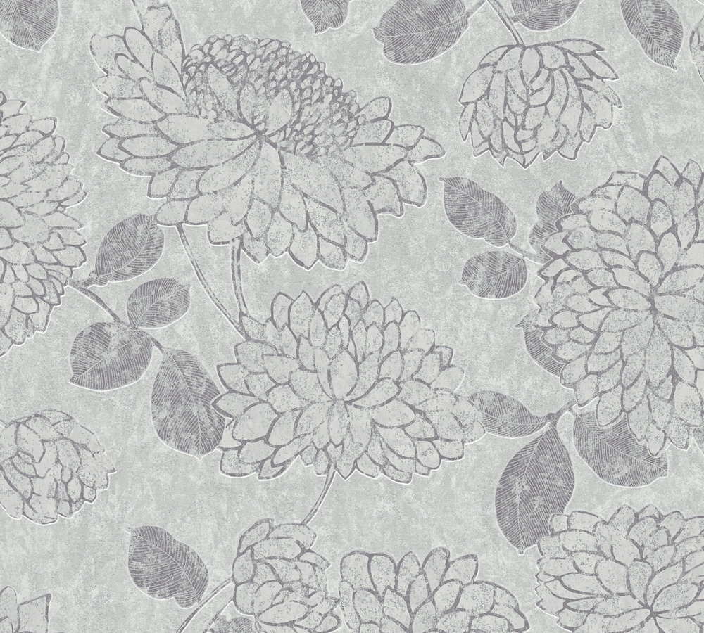 A.S. Creation Vliestapete - hellgrau-silber - Floral - 10 Meter
