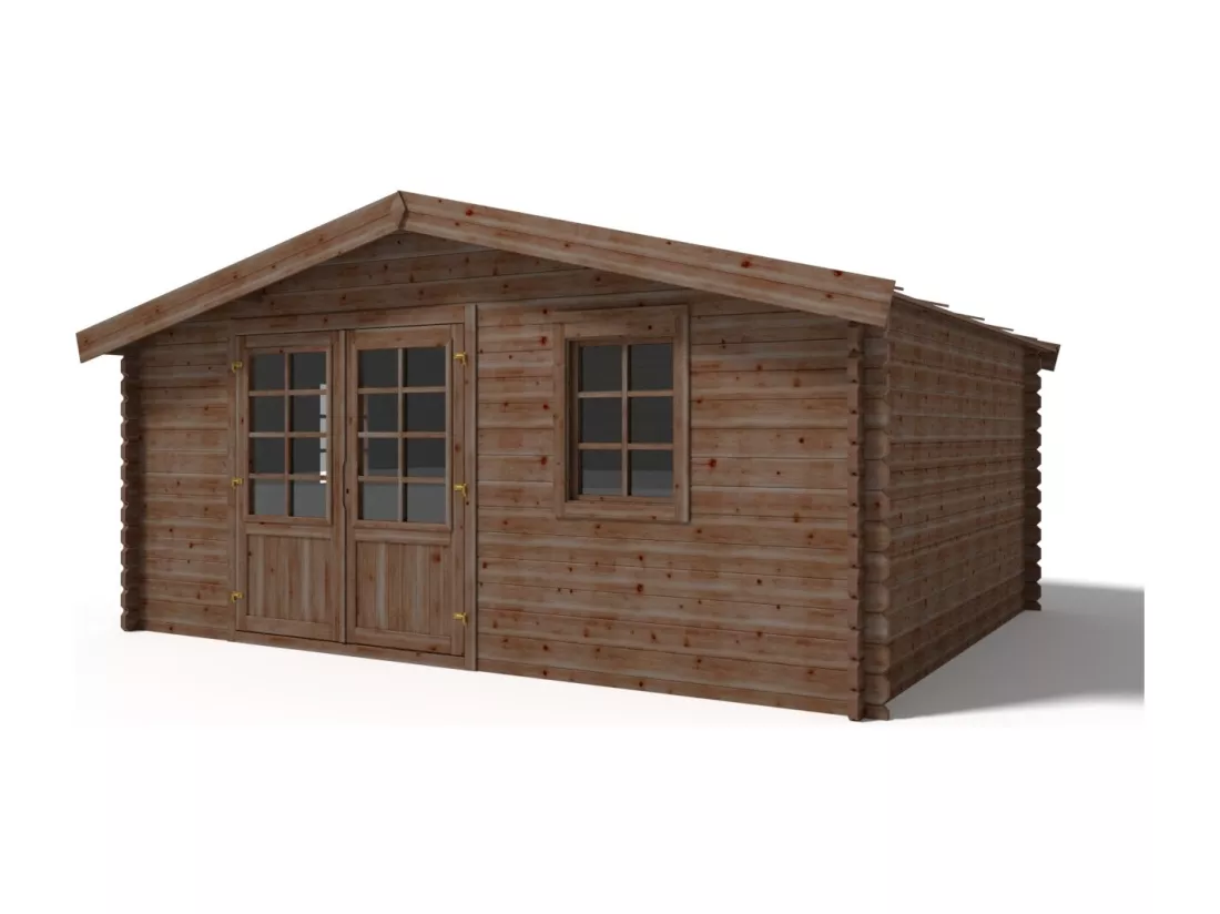 Abri de jardin en bois - 20m2 - 5x4m - Traité - Ep. 45mm - Couleur: marron - DOM376 - ALTANKA