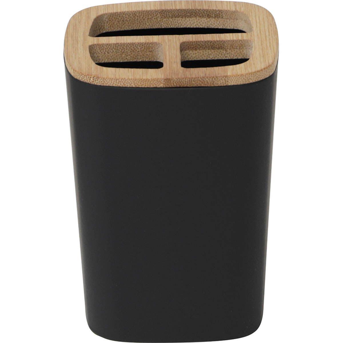 PORTE BROSSE A DENTS RUBBER ET ABS BAMBOU NOIR