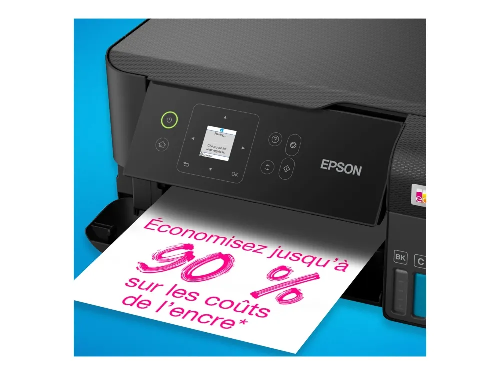 Epson EcoTank ET-2840 - Multifunktionsprinter - farve - blækprinter - ITS - A4 (medie) - op til 15 spm (udskriver) - 100 ark - Wi-Fi, USB - sort