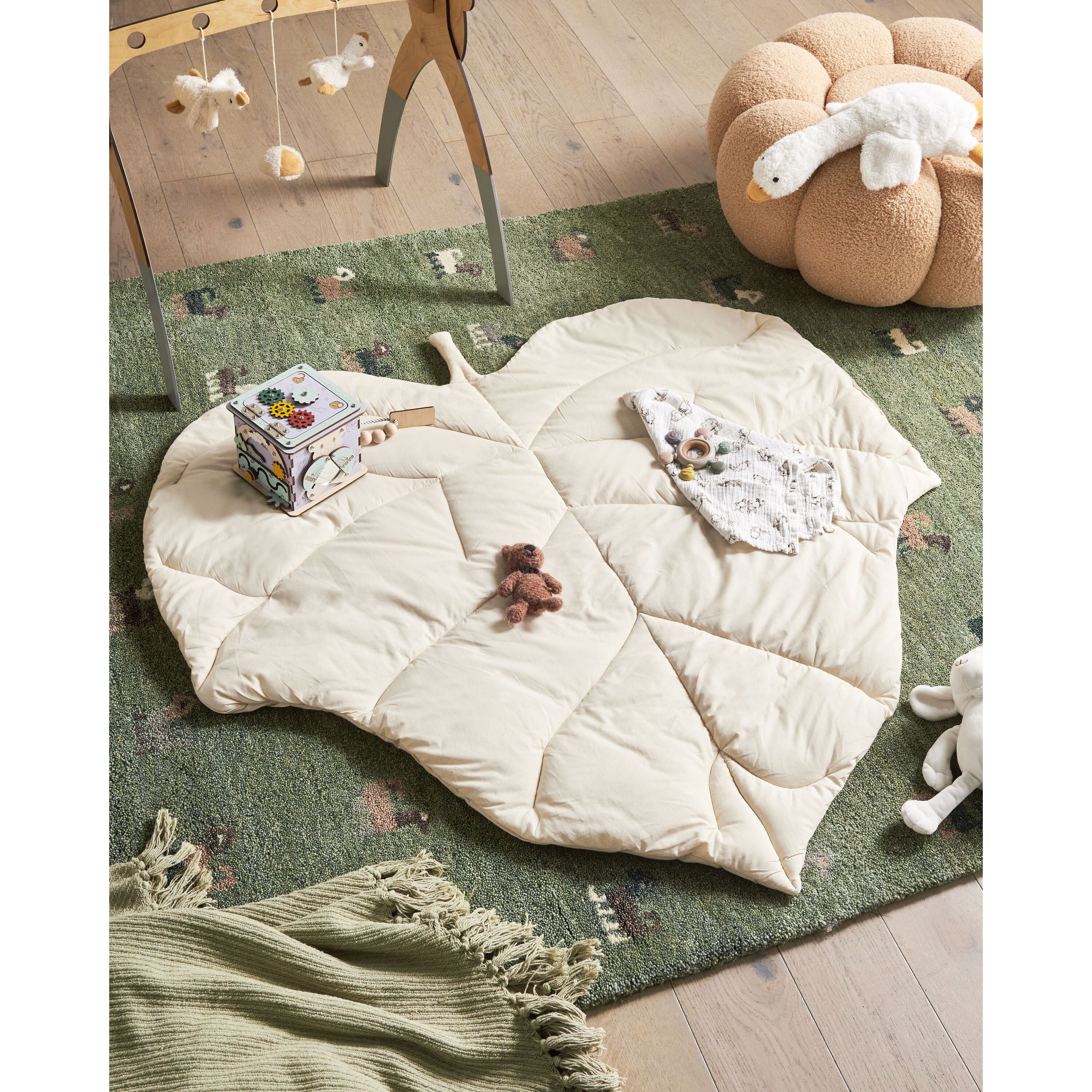 Beliani-HELIKON-Kinderspeelkleed-Gebroken wit-110 x 110 cm-Katoen