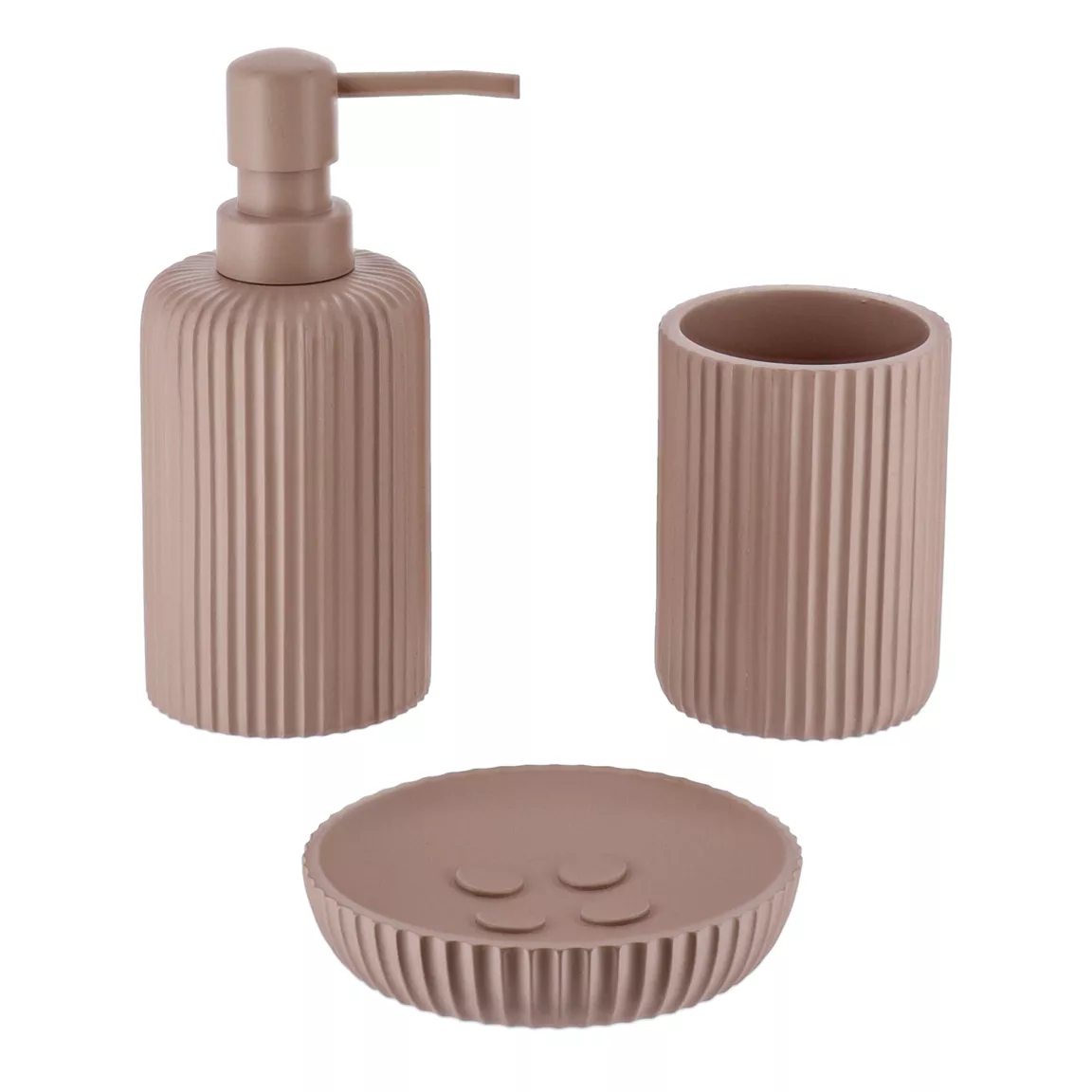 Set d'accessoires salle de bain résine Strié Cappuccino