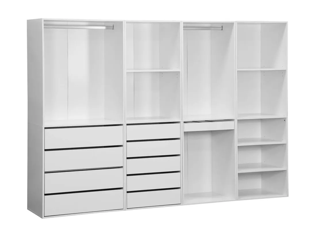 Kit dressing modulable avec 4 éléments. blanc. panneaux stratifiés