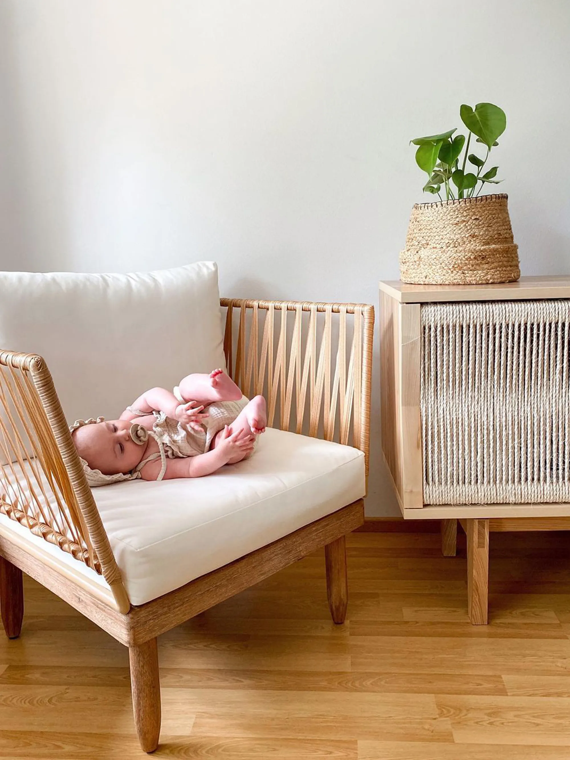 Loungeset met tafel 4-zits CREMONA linkszijdig Acaciahout Gebroken wit