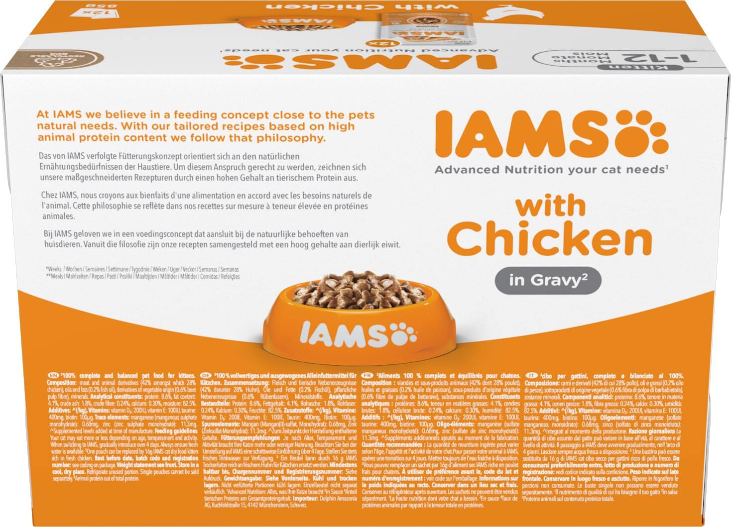 IAMS Delights natvoer Gravy kitten kip 85 g 12 stuks