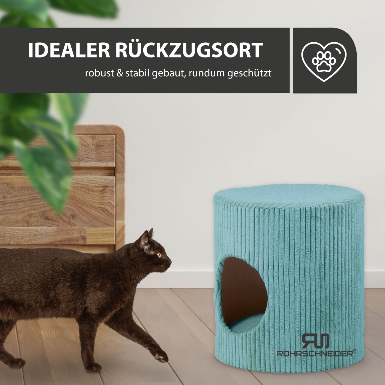 Rohrschneider ® Tierhöhle Cord inkl. Gratis-Spielkugel 2er-Set türkis