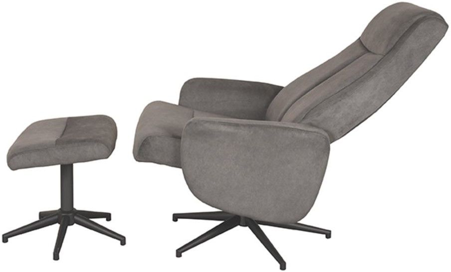 Relaxfauteuil met hocker Antraciet Cosmo CH-73.024 Bergen B77 x D76 x H105 cm