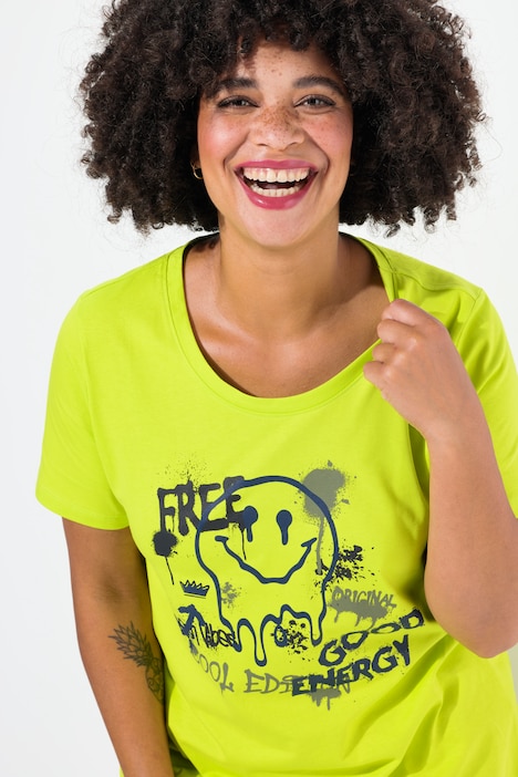 T-Shirt, A-Linie, Smiley, Halbarm