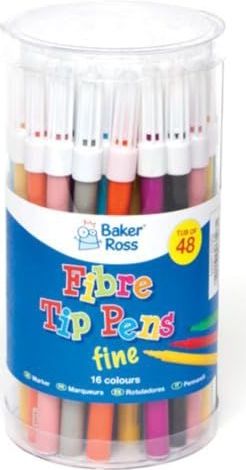 Baker Ross - Viltstiften - 48 Stuks - Waterbasis - Wasbaar - 16 Kleuren