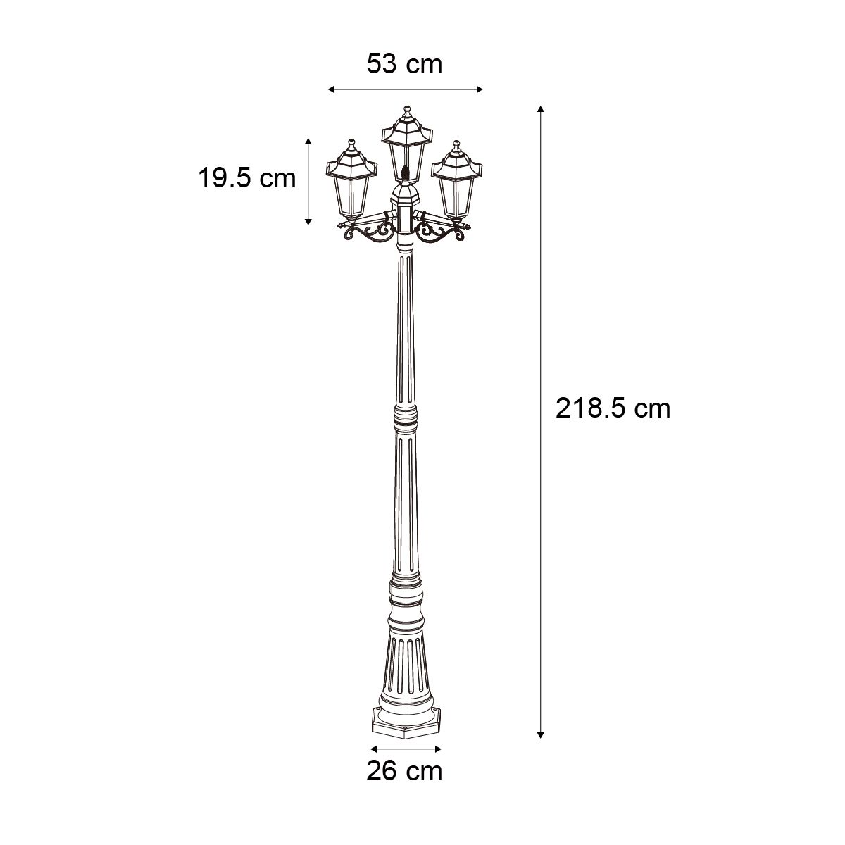 Klassieke buitenpaal zwart 217cm IP44 - New Haven Hammered