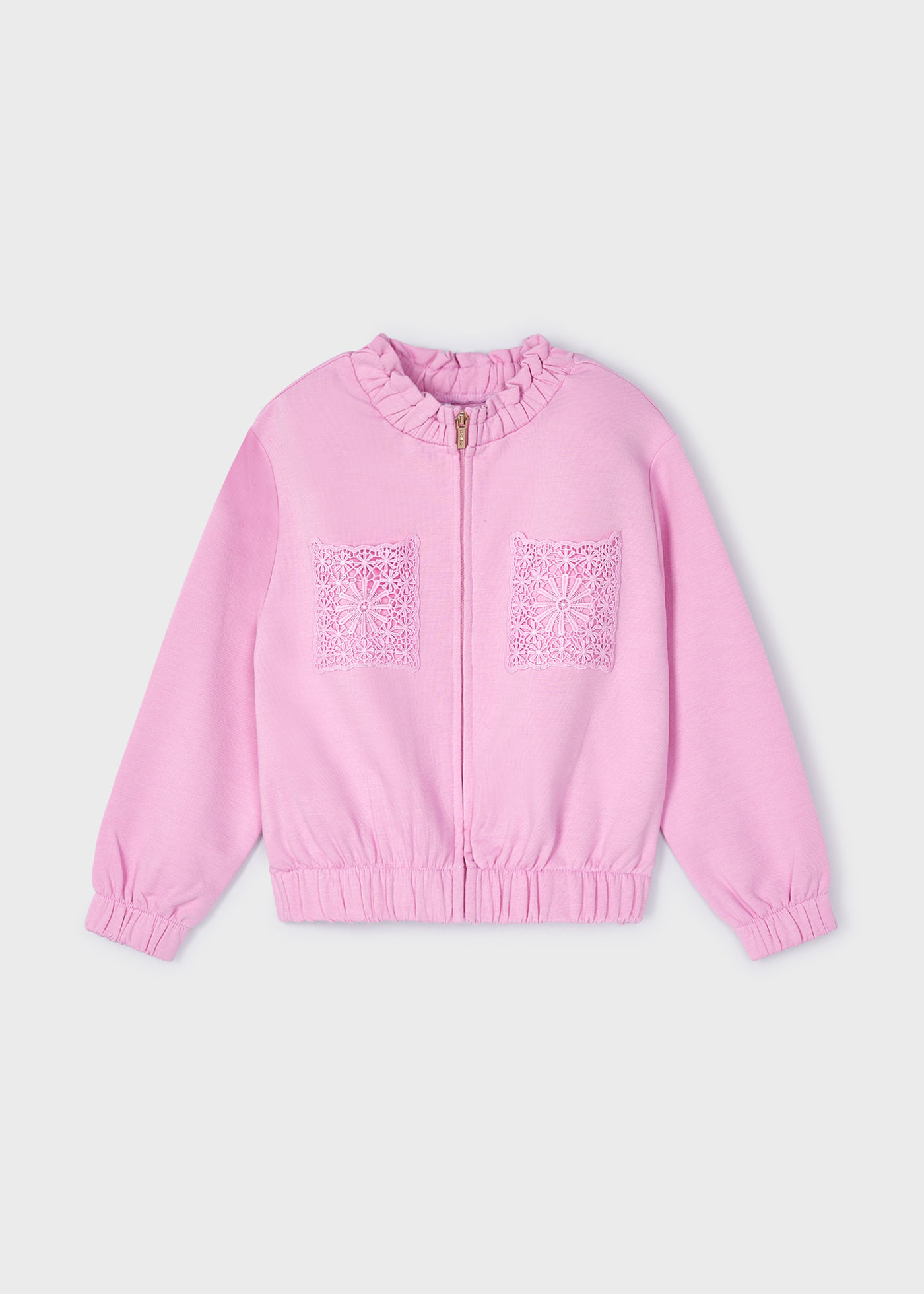 Moletom feminino Almond com bolso em guipure