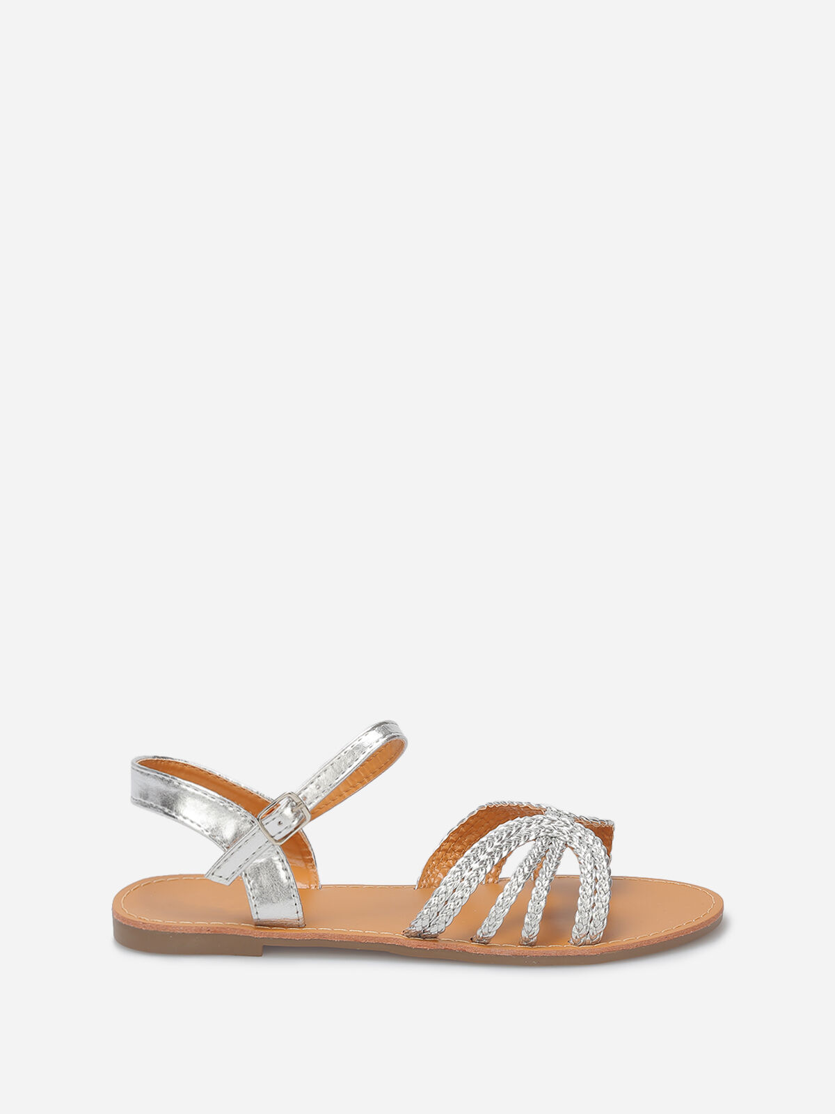 Sandales à brides tressées grandes tailles- Argenté
