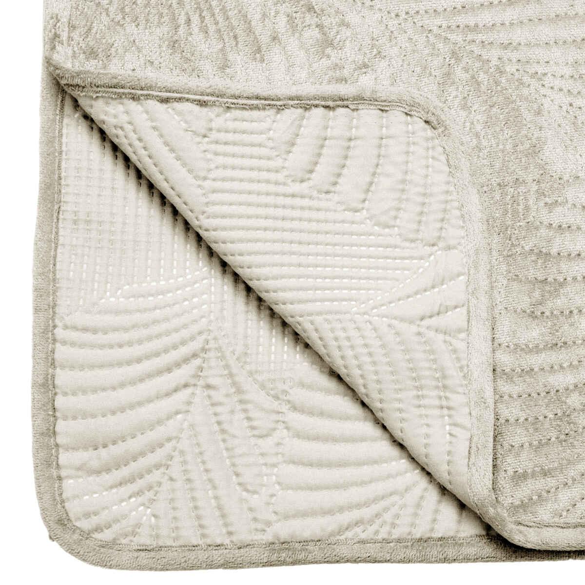 DESSUS LIT VELOURS FEUILLE IVOIRE 240X260CM