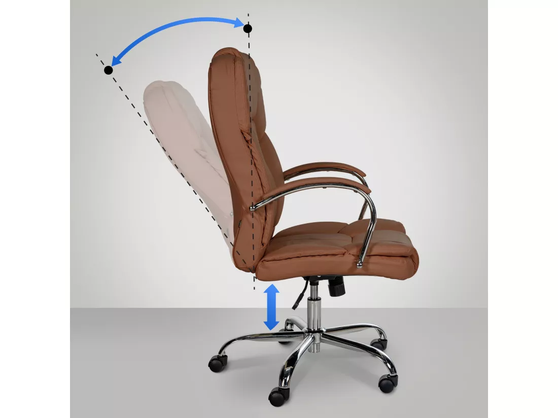 Chaise de bureau - Similicuir & Métal chromé - Marron clair - XXL Xanthos