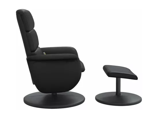 Fauteuil inclinable de massage avec repose-pied noir similicuir