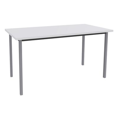 Table de réunion Rectangulaire - 120 x 60 cm - Pieds carrés aluminium - blanc perle