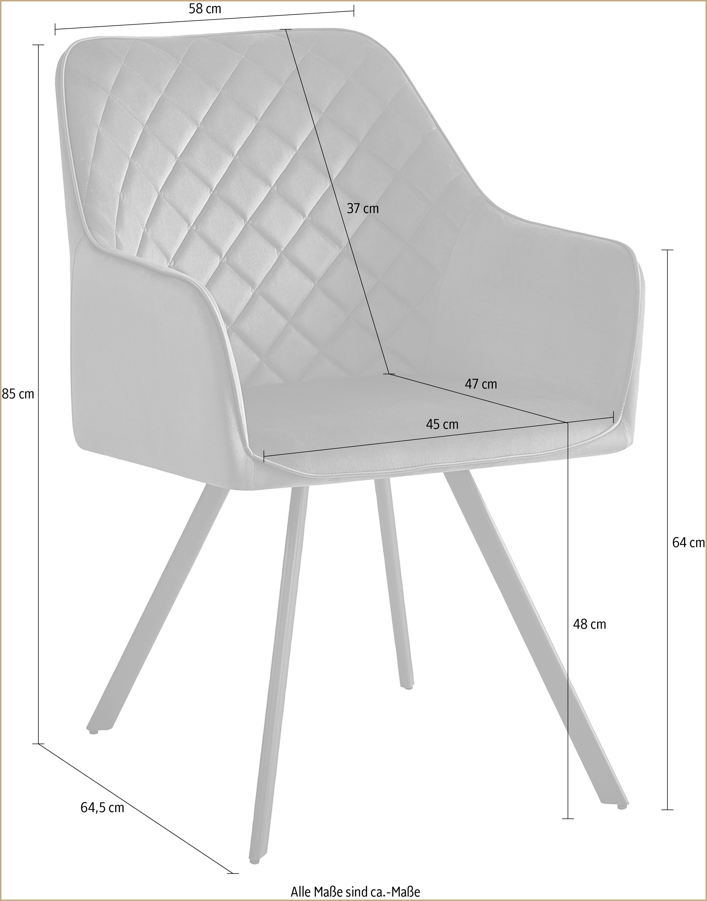 Kayoom Polsterstuhl »Stuhl Amber 125, Toller Stuhl aus Samt, mit Beinen aus Eisen« () 1 Stk.Toller Stuhl aus Samt, Glamour in Ihr Zuhause, mit Beinen aus Eisen