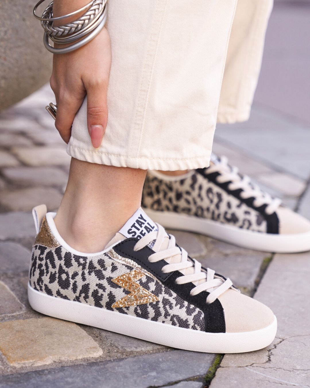Basket femme léopard à lacets - Mina
