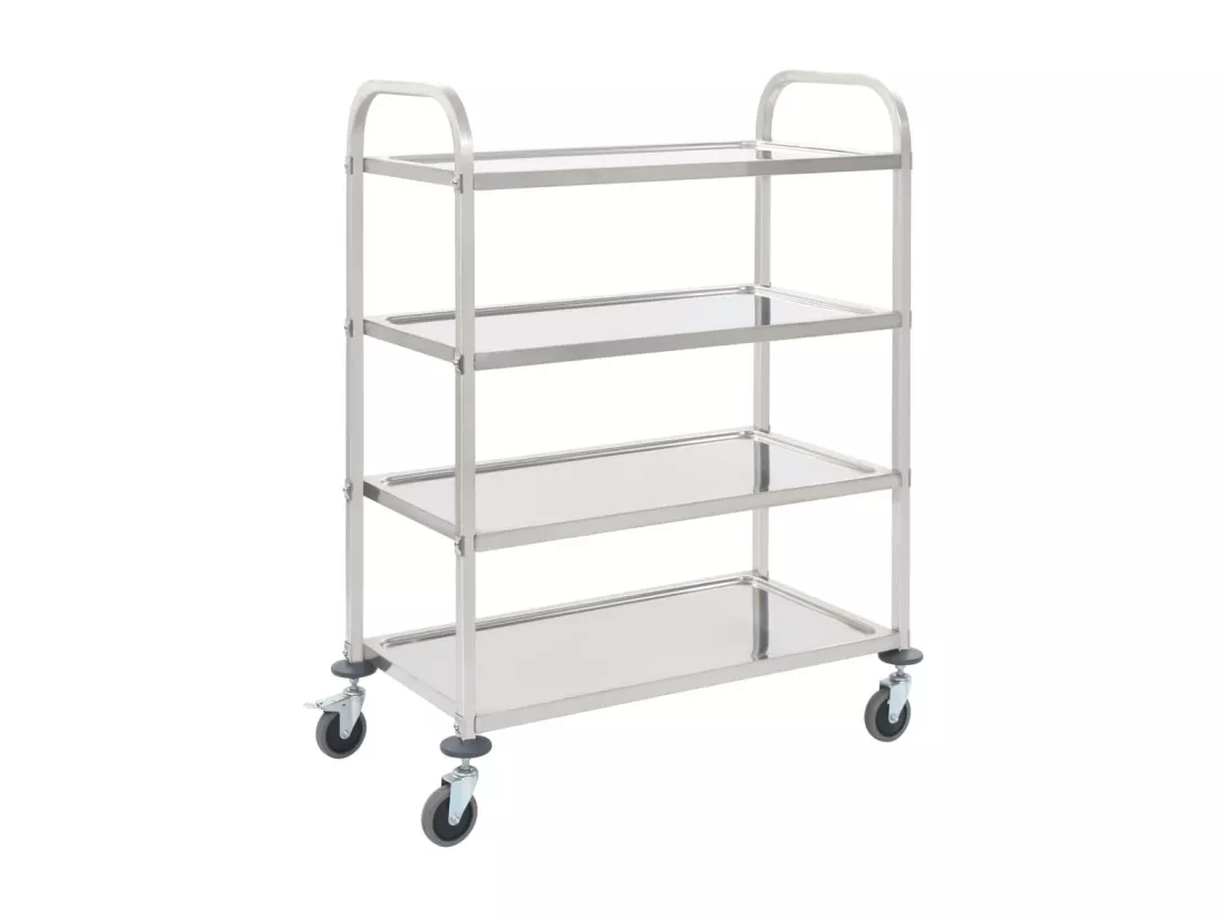 Chariot de cuisine à 4 niveaux 107x55x125 cm Acier inoxydable