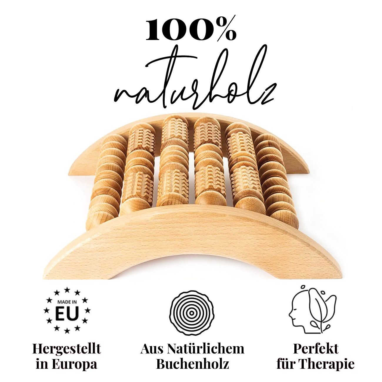 tuuli Massageroller Massagegerät Fuß Fußmassagegerät Fußroller Fußmassage aus Holz