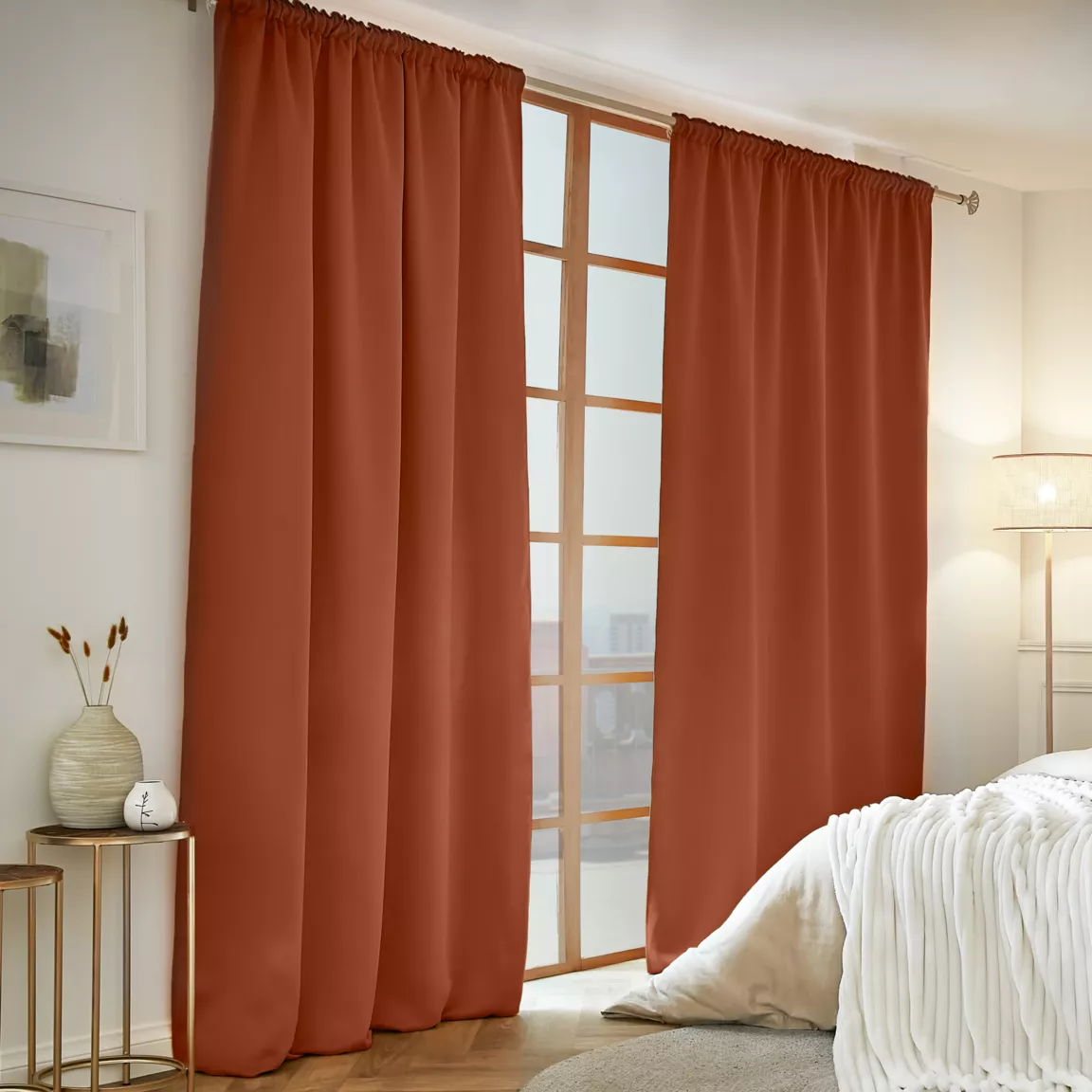 Rideau obscurcissant thermique galon fronceur (140 x 240 cm) Calore Terracotta