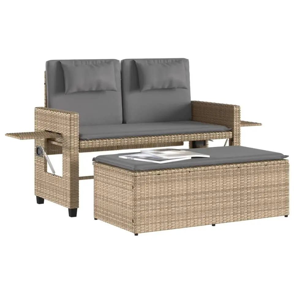 vidaXL - Tuinbank - Beige - Poly rattan