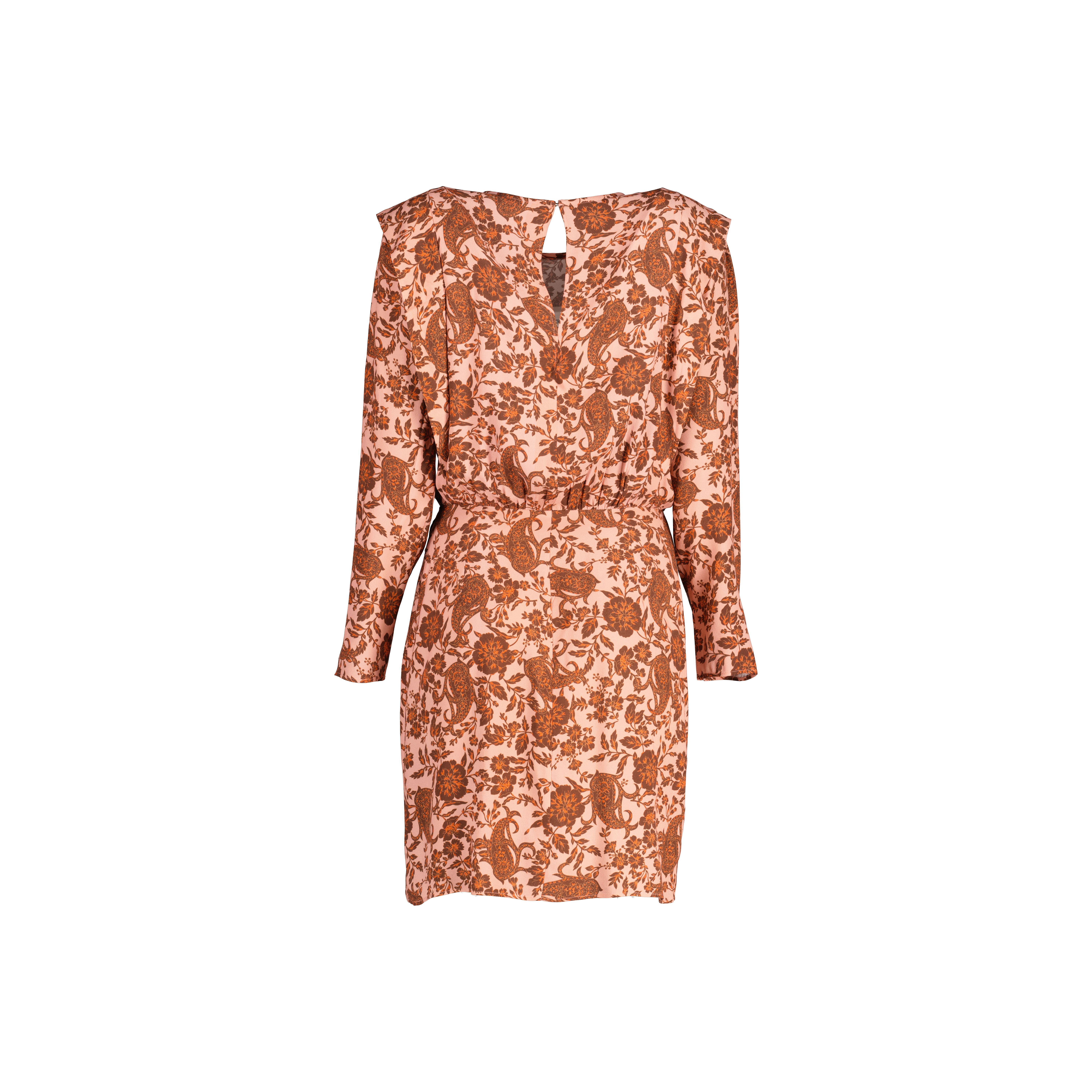 Vestido longo estampado de manga comprida - Estampa bege