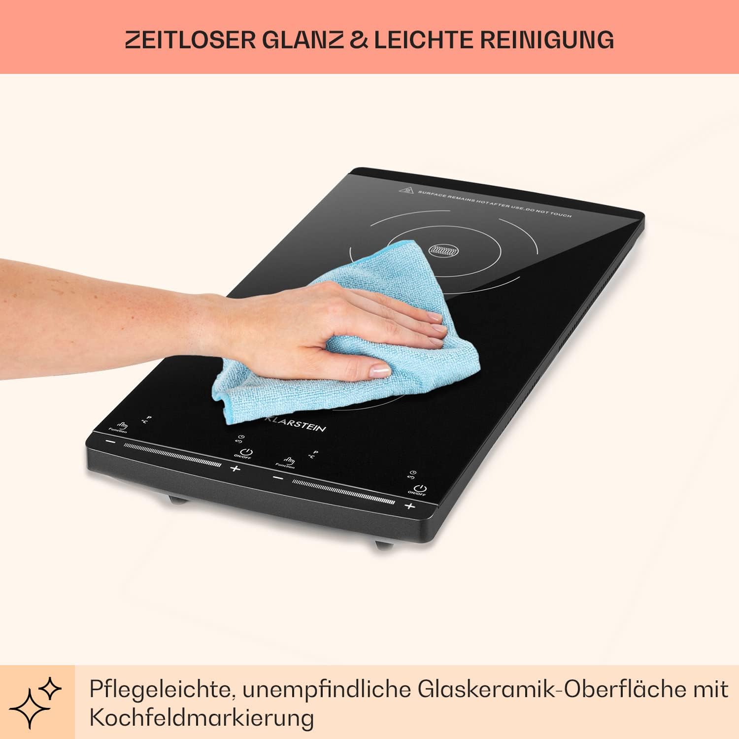 Klarstein Induktionskochfeld, Elektrisch, Moderne Kochplatte, für Camping, 2 Platten, 2er Induktionskochplatte Mobil, 2900 W