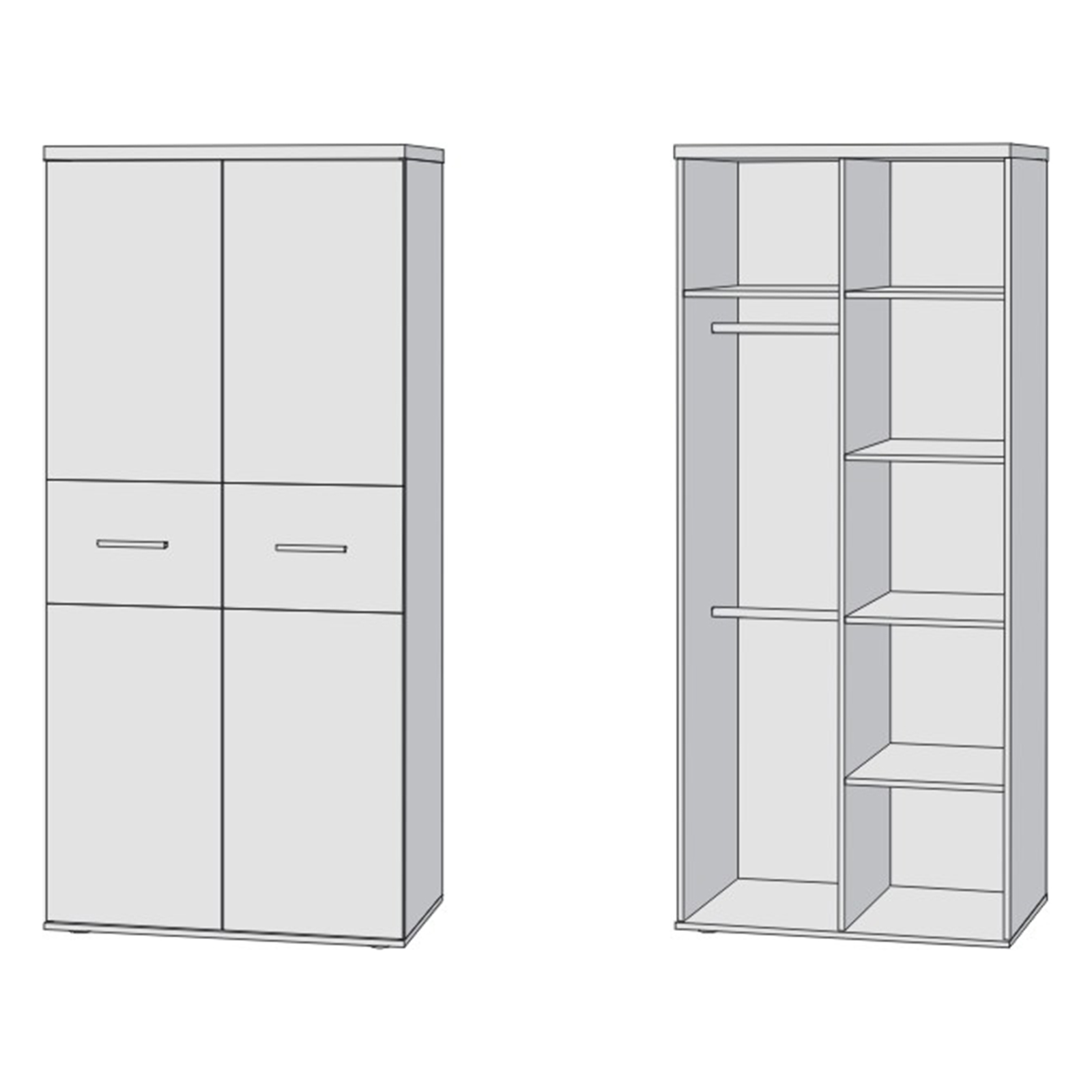 Kleiderschrank - Sonoma Eiche - 80 cm breit
