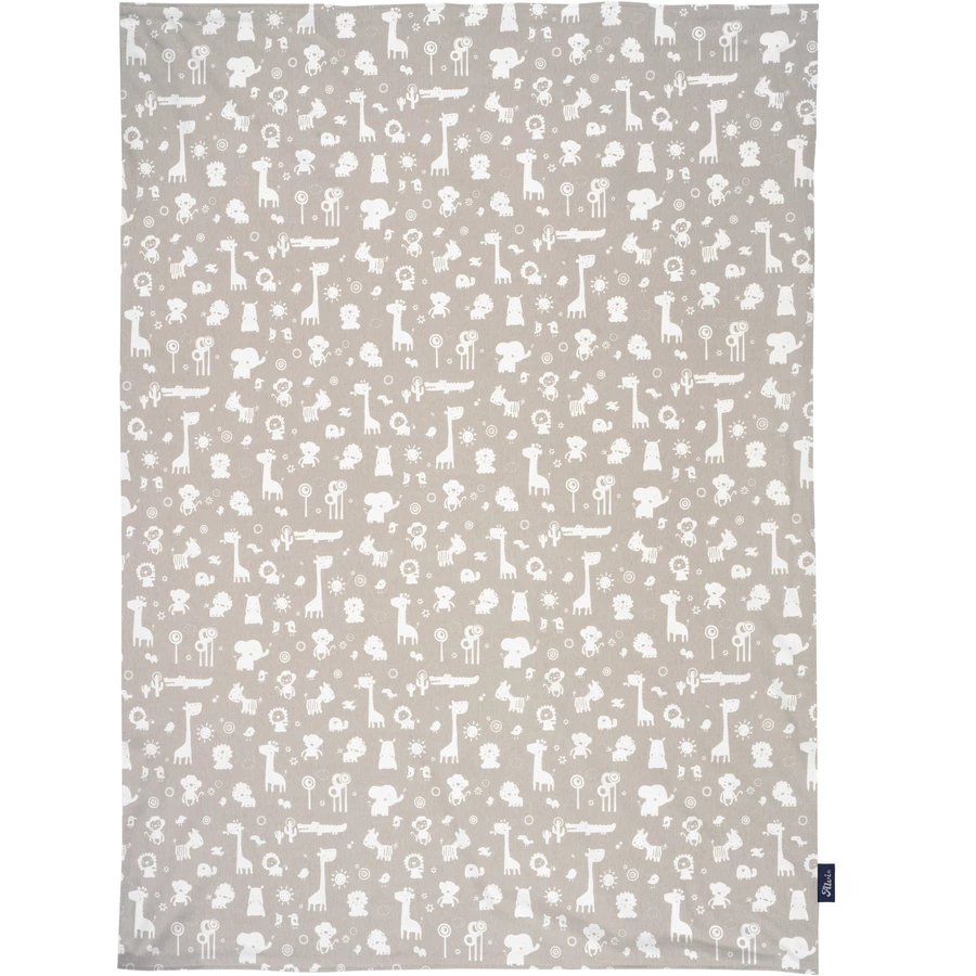 Alvi® Babydecke Jersey Zootiere taupe 75 x 100 cm