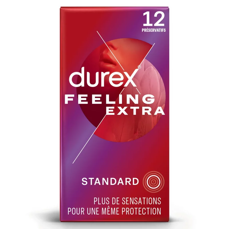 Durex Feeling Extra - Préservatifs Fins Extra Lubrifiés - 12 Unités
