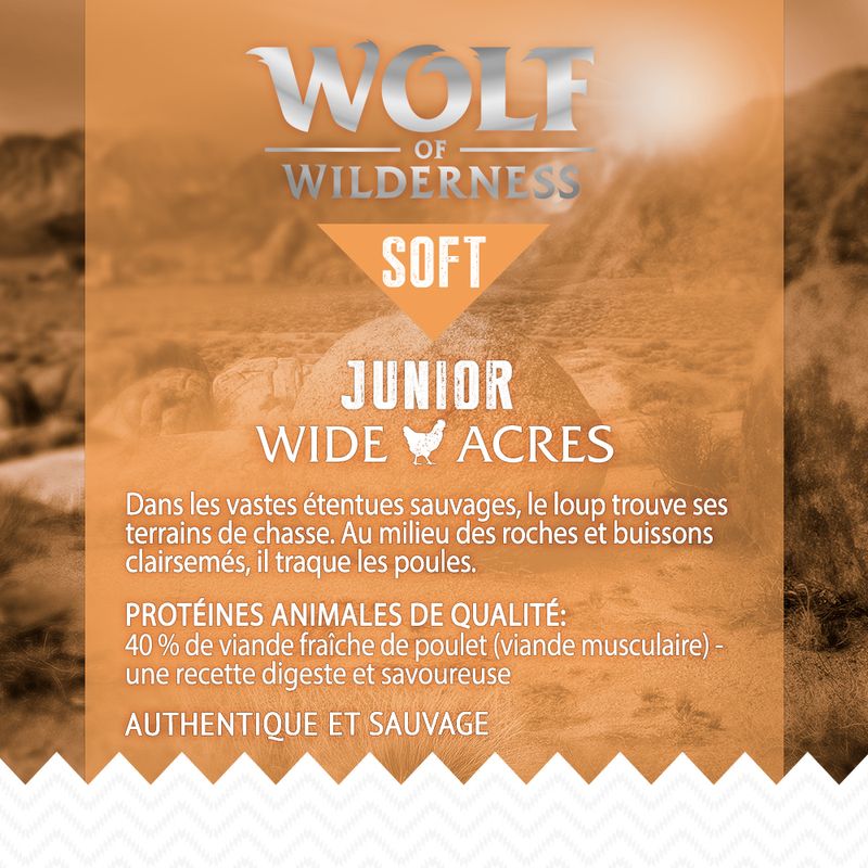 Wolf of Wilderness Junior Soft Wide Acres, poulet pour chiot