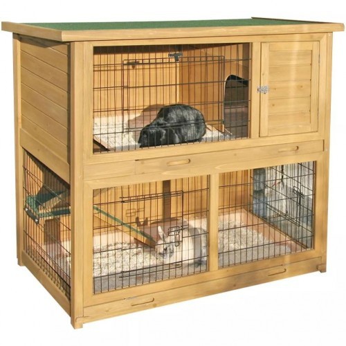 Gaiola de madeira para coelhos, para uso externo, cor marrom.