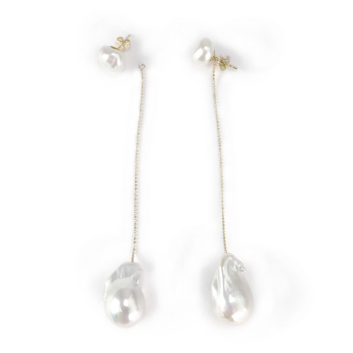 Boucles d'oreilles d'occasion or 750 jaune perles de culture baroques