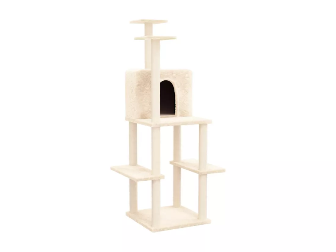 Arbre à chat avec griffoirs en sisal Crème 144,5 cm