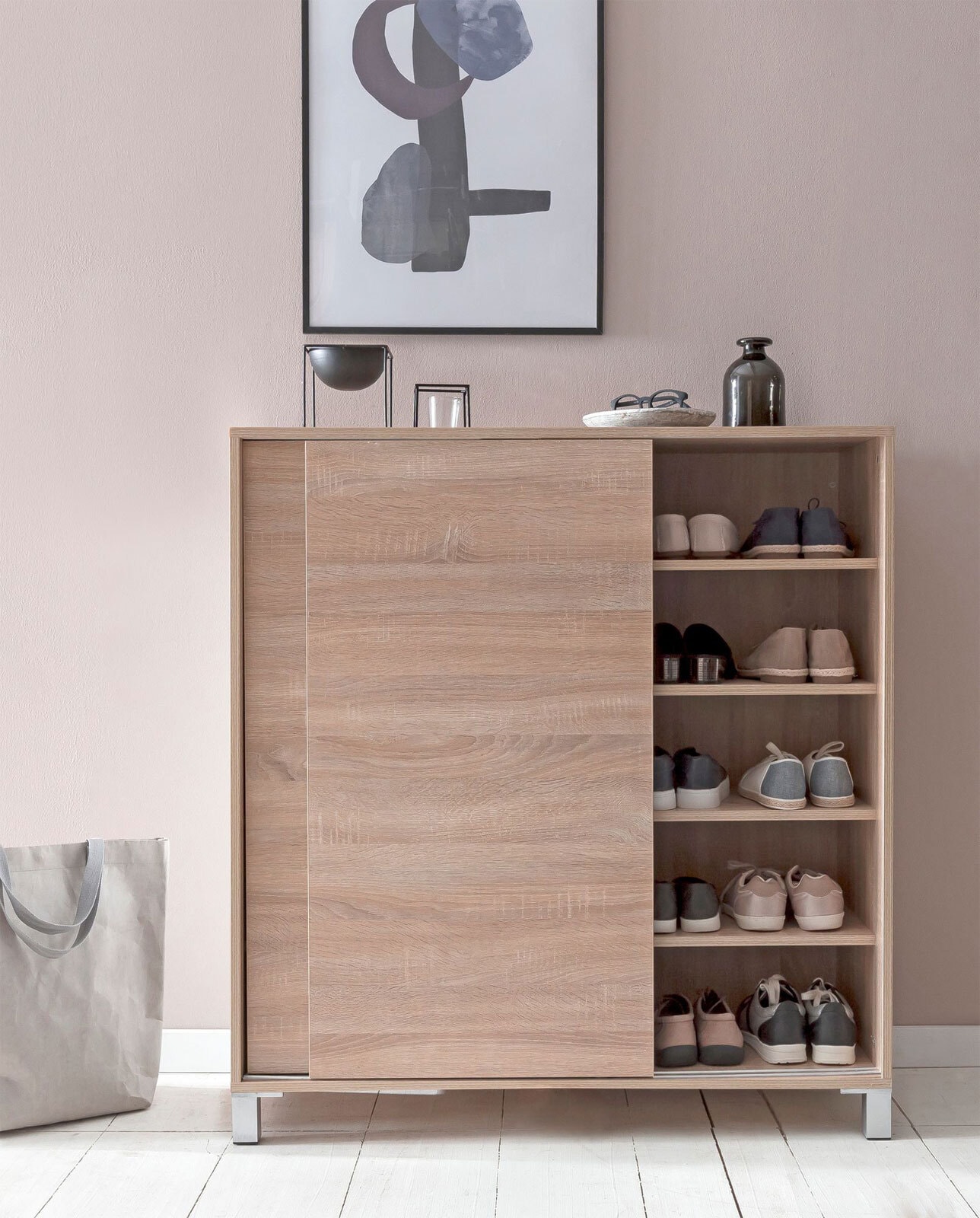 Schuhschrank 100 x 108 cm Sonoma Eiche-Dekor