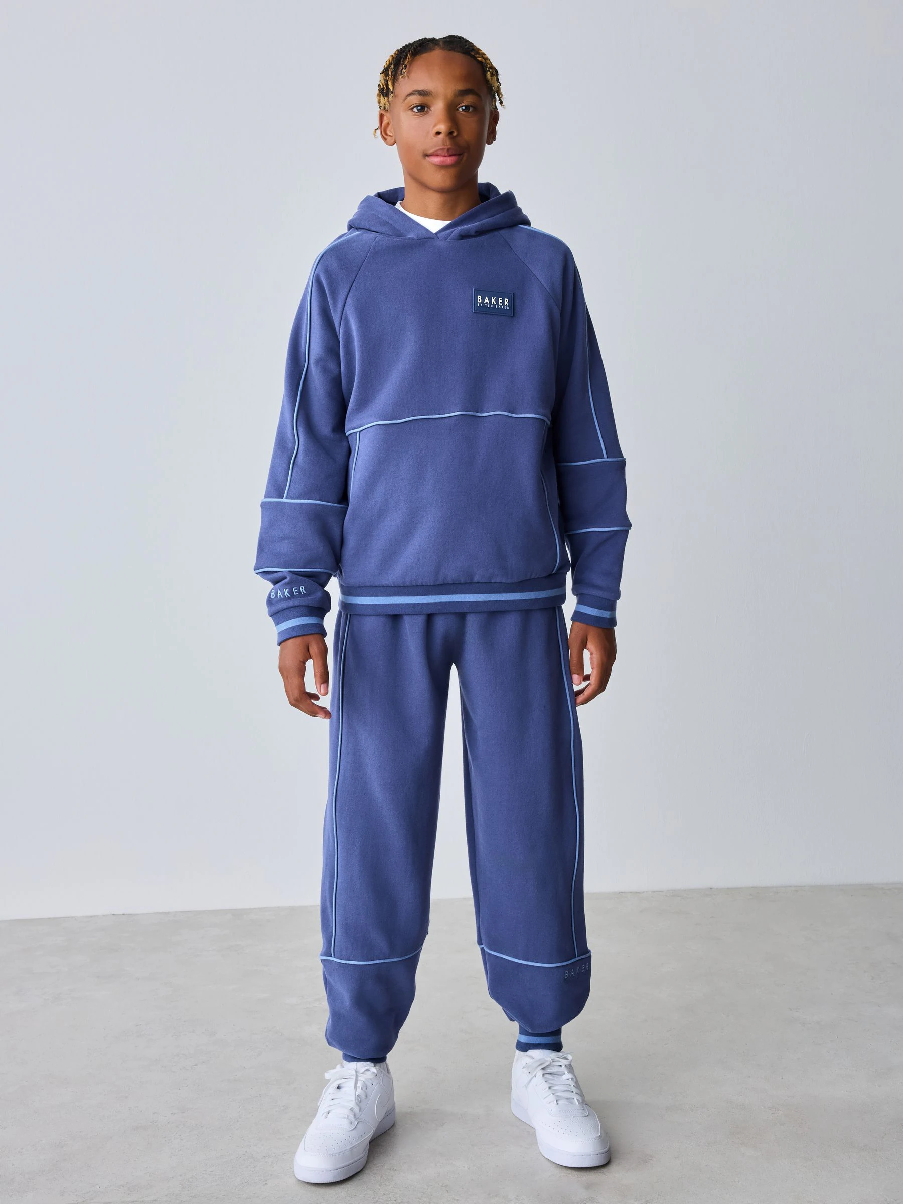Kobaltblauw - Baker by Ted Baker Oversized Piped Hoodie and Joggers Set
