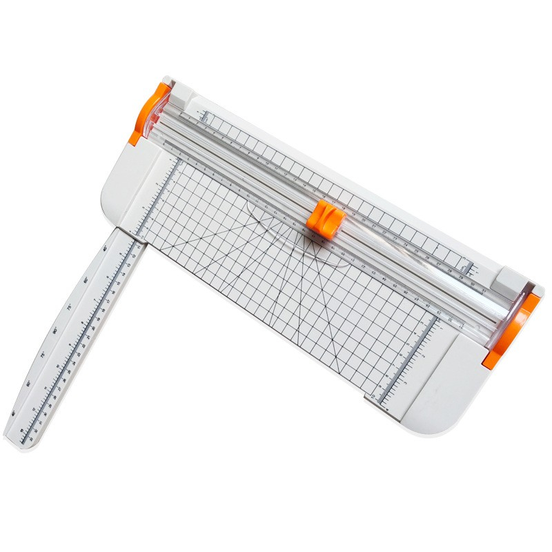 (38x16cm) Papier Roll / Schnitt Schneidemaschine mit Führungsschiene (Schnittlänge 31 cm) - Weiss / Orange