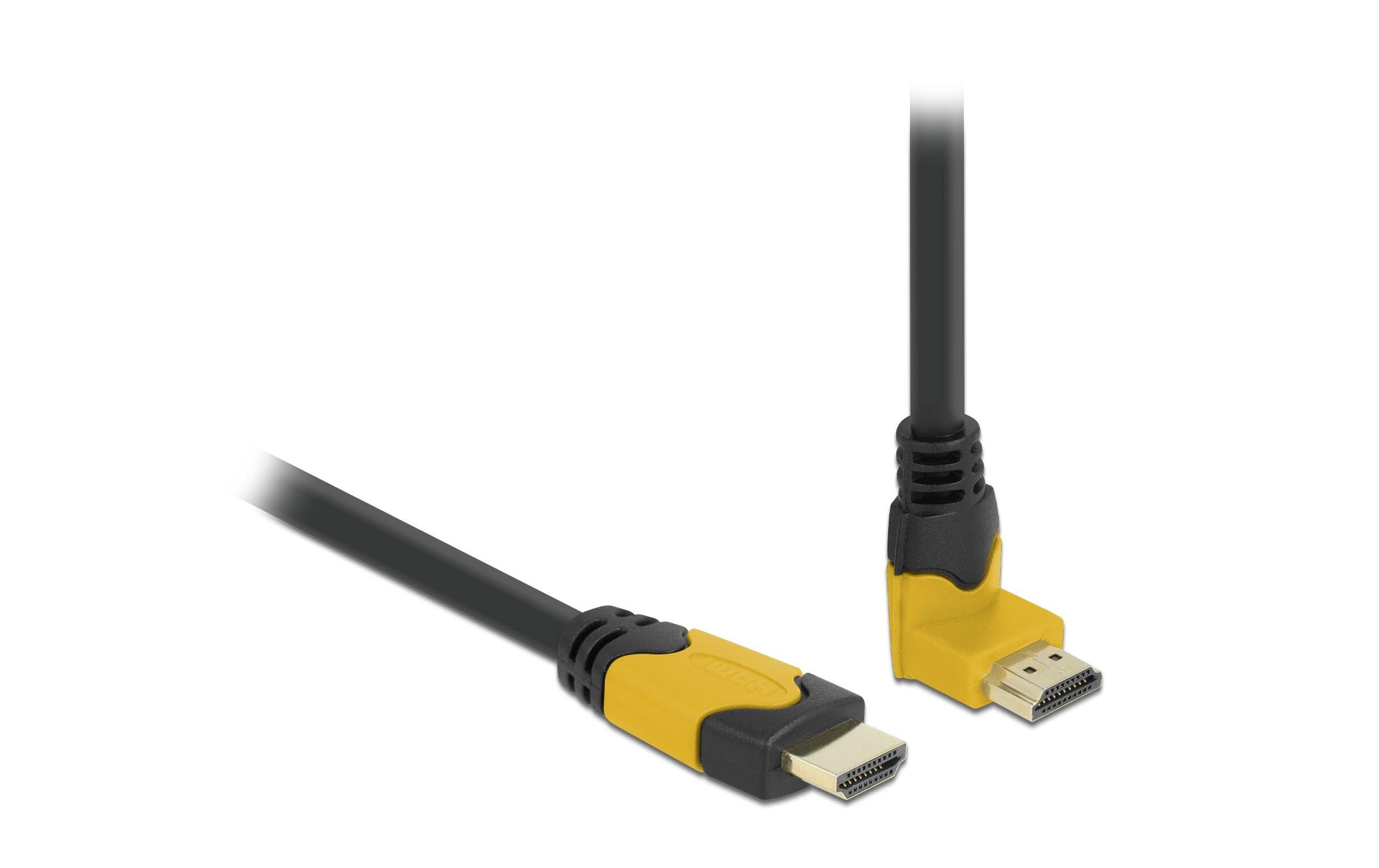 Kabel Oben gewinkelt 8K 60Hz HDMI - HDMI, 3 mDelock High Speed HDMI Kabel Stecker gerade zu Stecker 90° oben gewinkelt 48 Gbps 8K 60 Hz 3 m