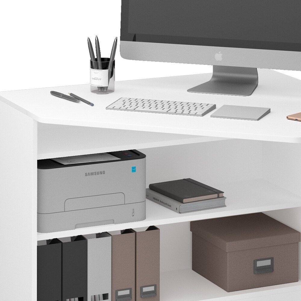 Vicco Eckschreibtisch Schreibtisch Bürotisch Alvaro 94x94cm weiß Computertisch
