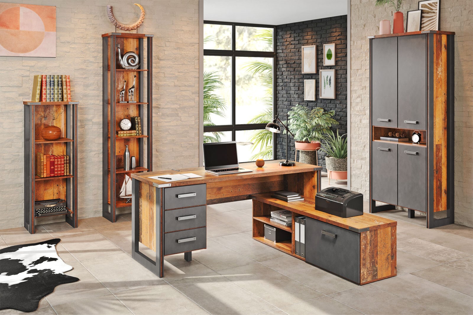 Regal Prime Old Wood Dekor/Anthrazit Matera 50x213x35 cm