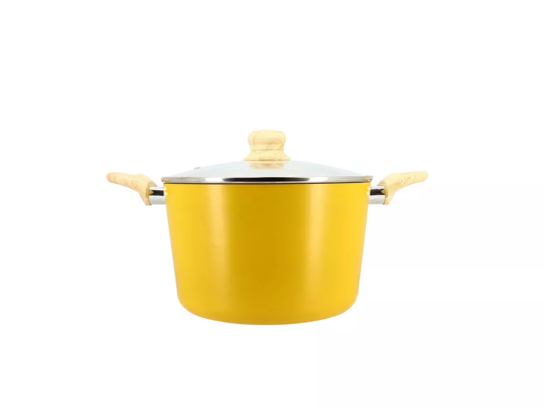 Menastyl - Faitout 24cm Colorama Safran- En Aluminium - Revetement Antiadhesif En Ceramique
