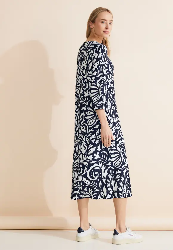 Kleid mit floralem Muster - deep blue