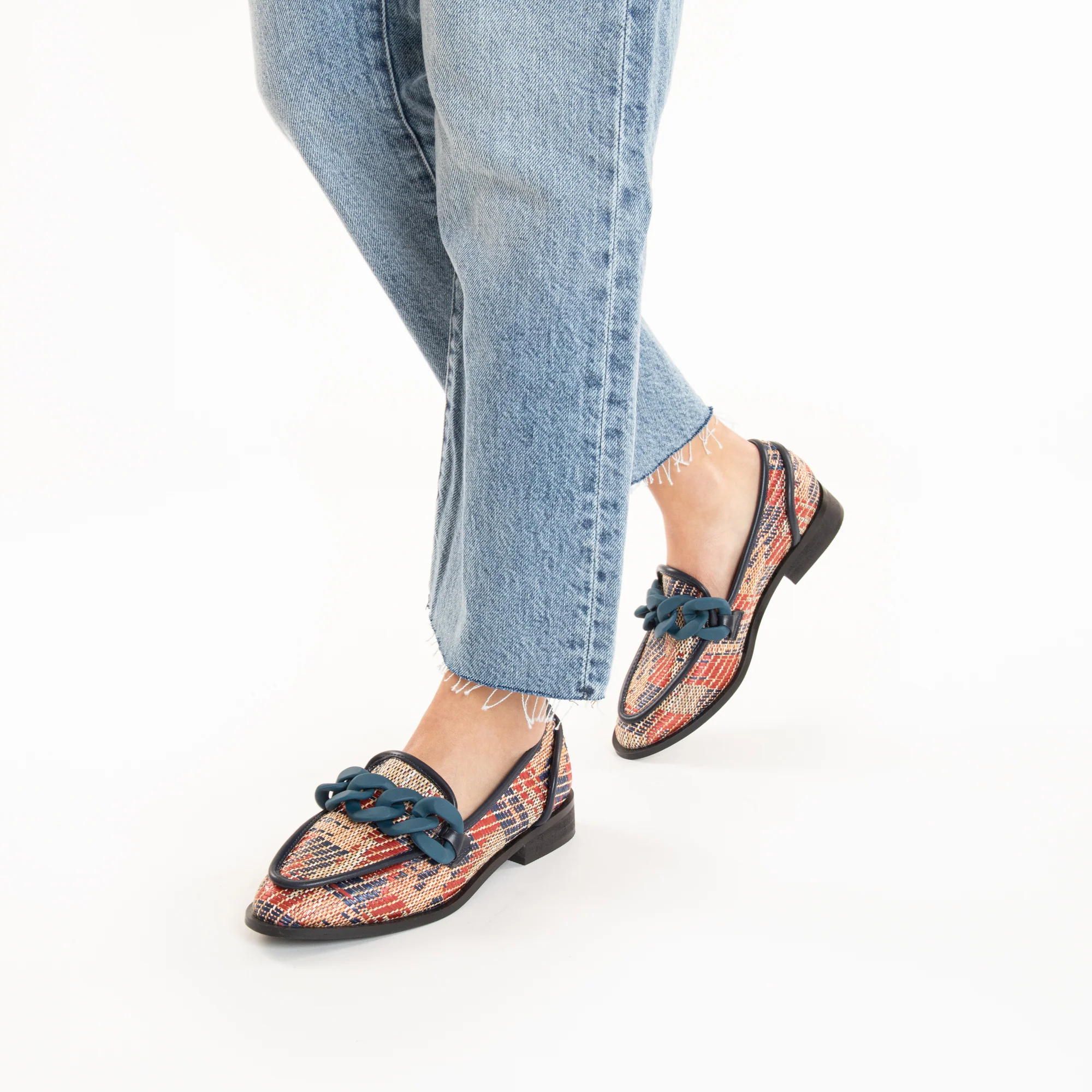 Mocassins, Derbies, Ballerines-Mocassins Barbara marine à chaîne mate