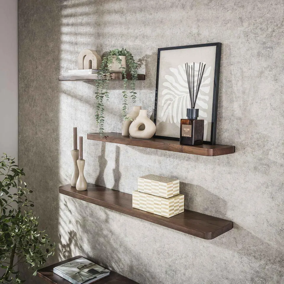 Wandplank Bruin Acaciahout - 120x20x4cm - Carve