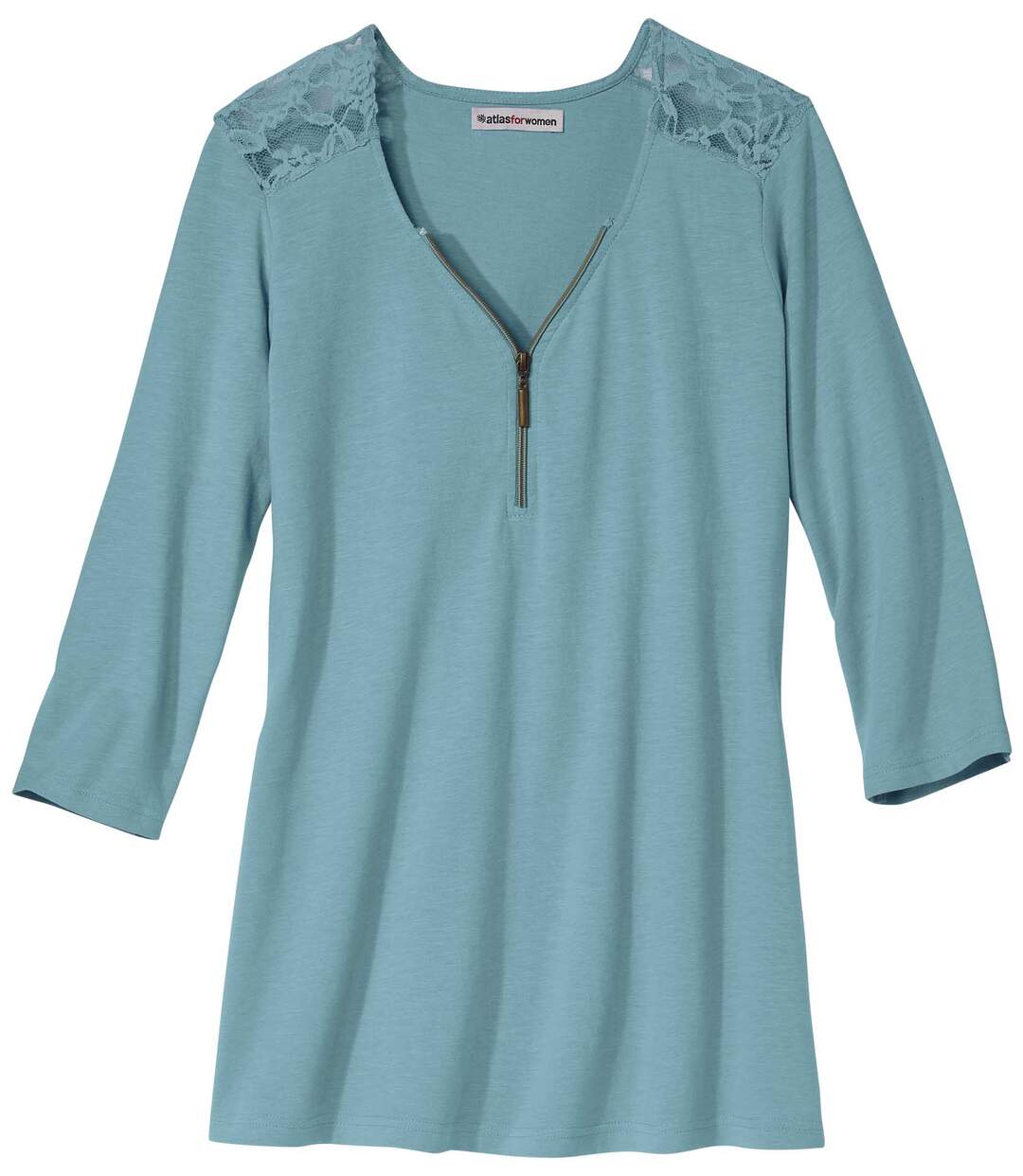 Tunique Col Zippé et Épaules Dentelle
