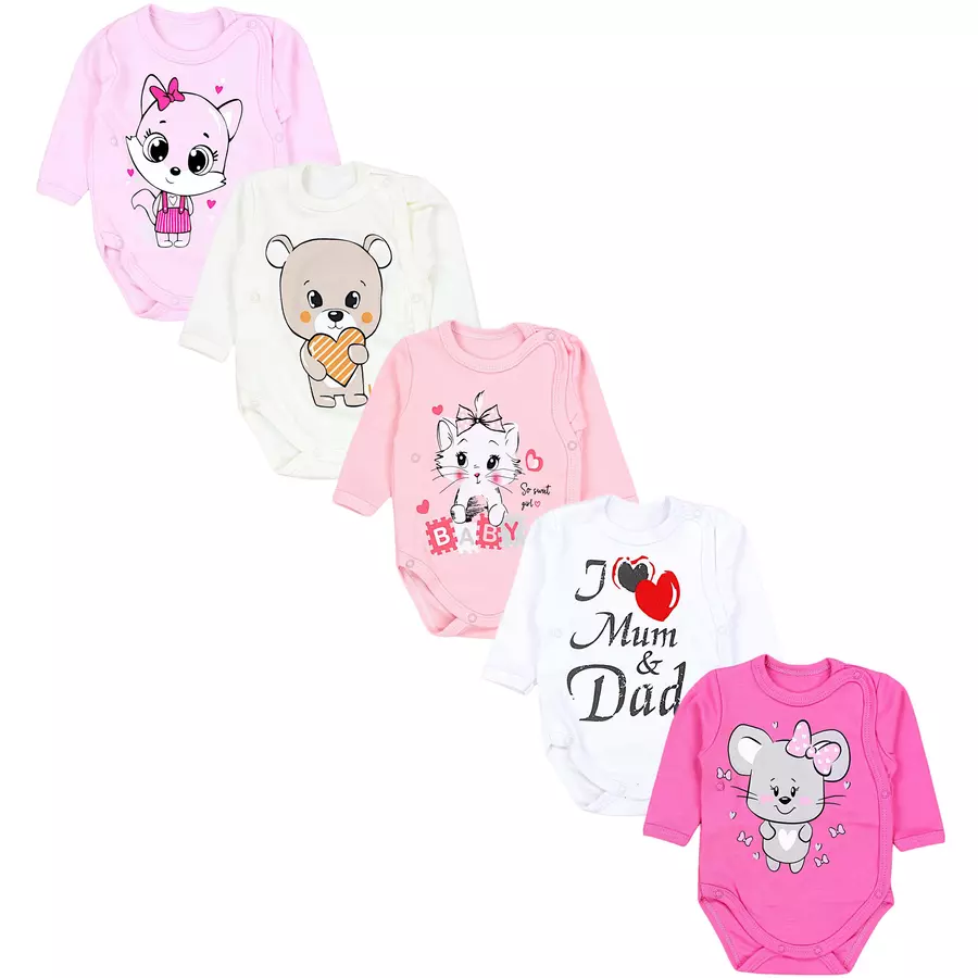 TupTam Baby Langarm Wickelbody 5er Pack ecru